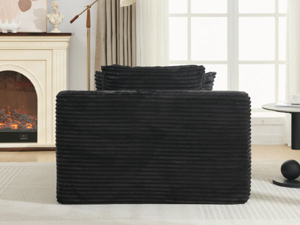 NEW Modern Black Corduroy Chaise Lounge Sofa Bed with Removable Pillows, 48.8' Upholstered Sleeper Sofa