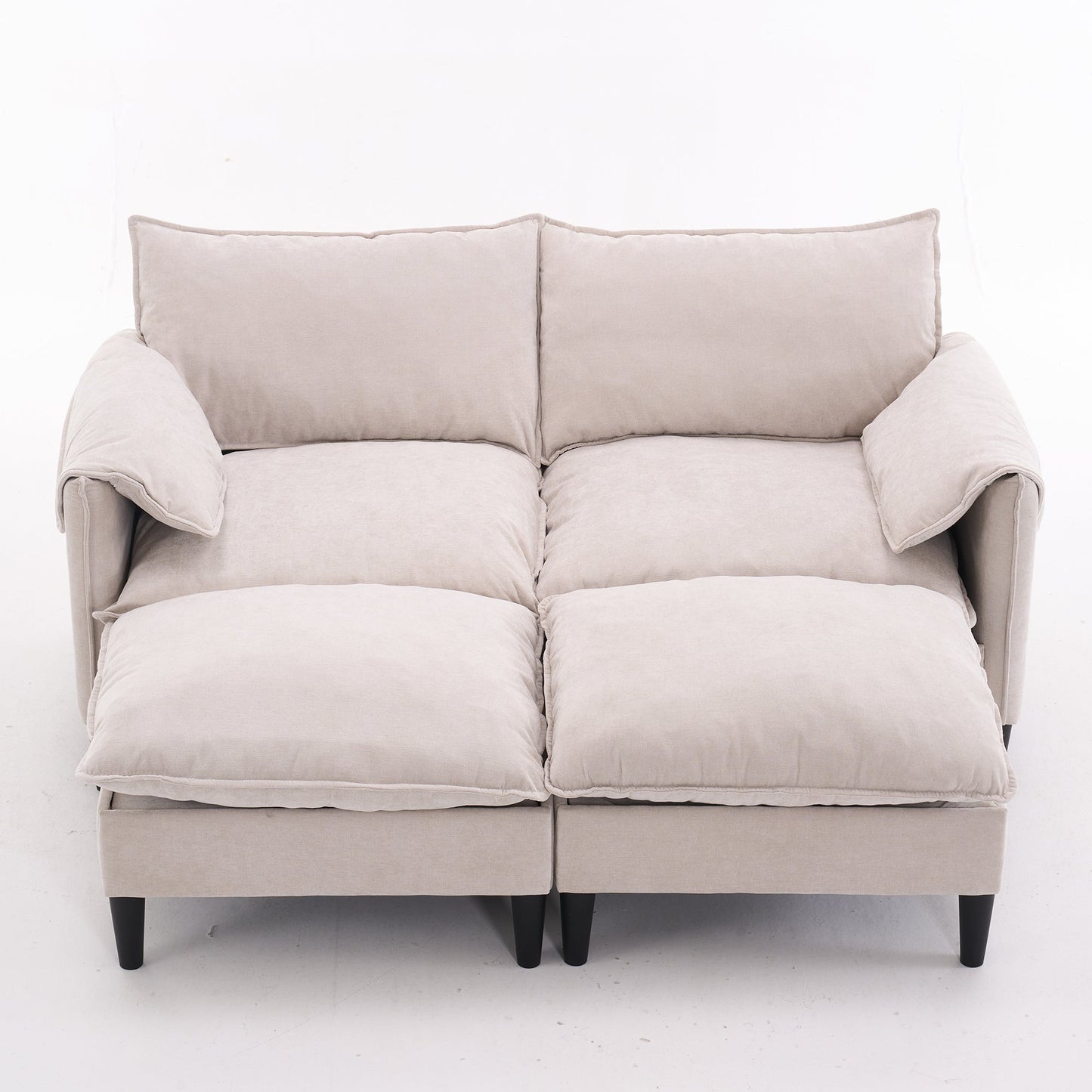 NEW Beige Multi-Functional Fabric Metal Frame Modern Style Pull Out Loveseat