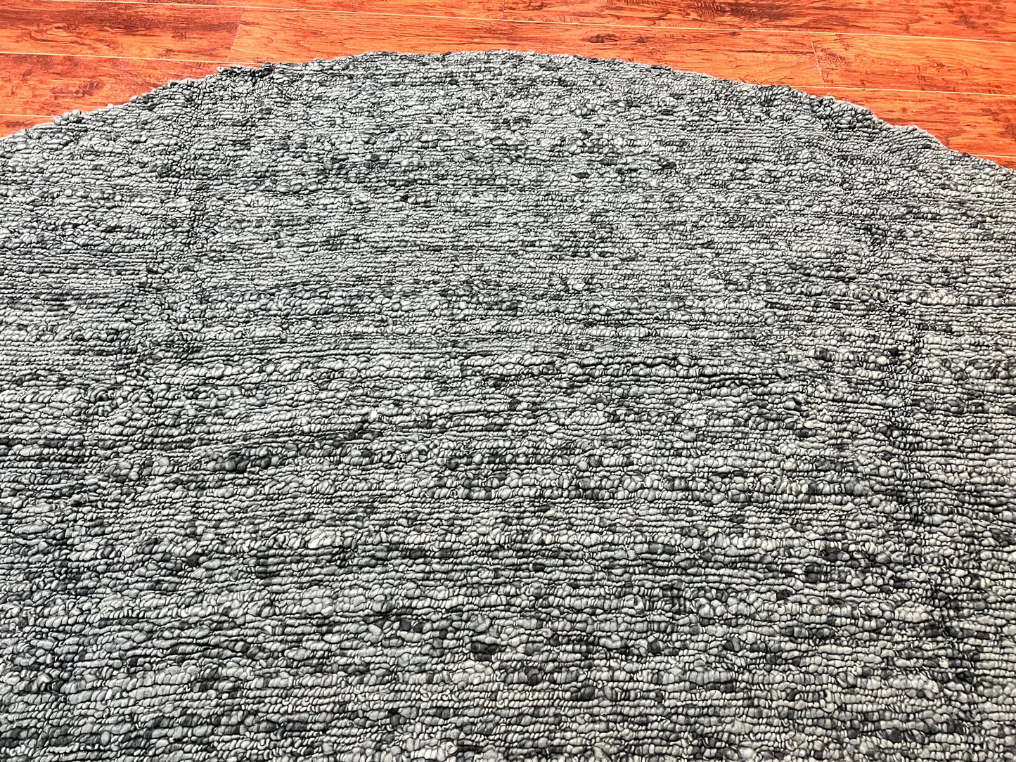 USED Large Round Indian Rug 11x11, Teal, Vintage Handmade Wool Carpet