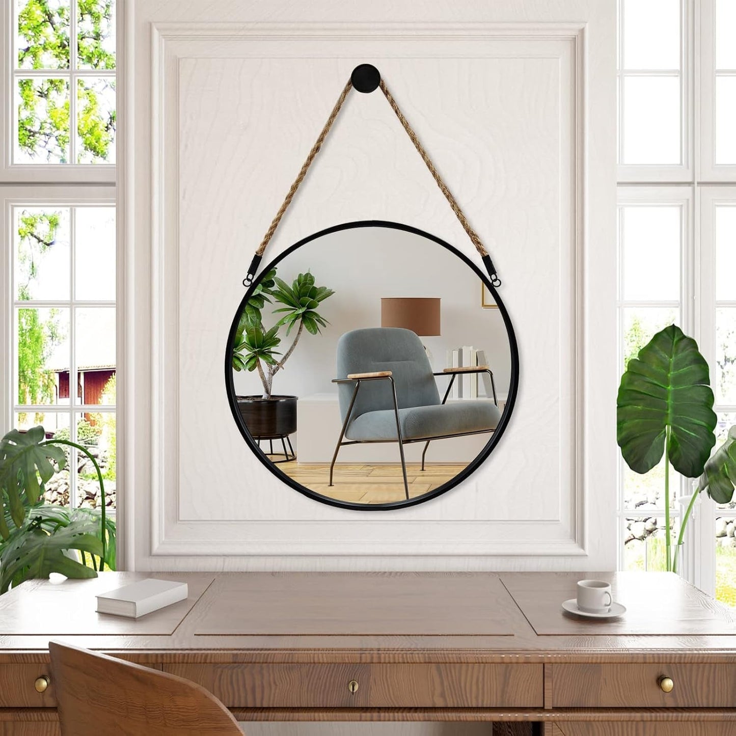 NEW 20 Inch Round Hanging Mirror Wall Mounted Classic