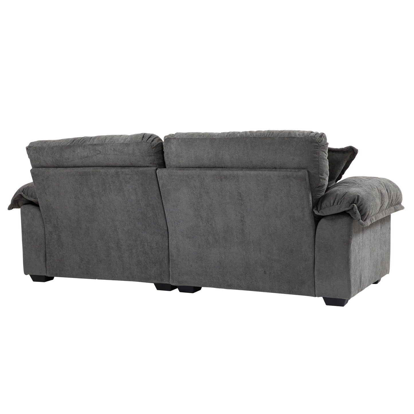 NEW 84' Grey Chenille Small Loveseat Deep Seat Sofa Couch with 2 Throw Pillows & Memory Foam