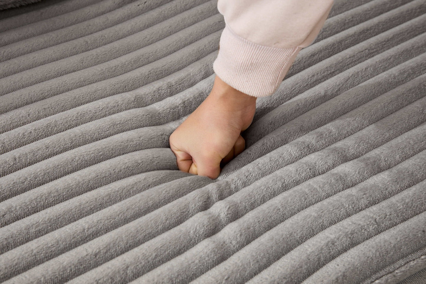 NEW Grey Compression Sectional Couch Boneless L Shape Sofa