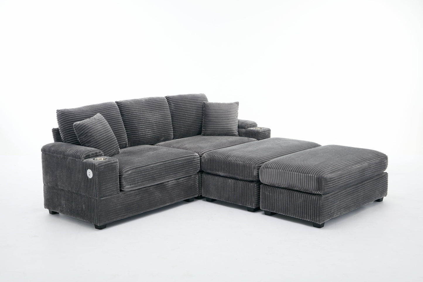 NEW Combination Modular Convertible Sectional Sofa Bed Set with Armrest Storage Stainless Steel Cup Holder USB