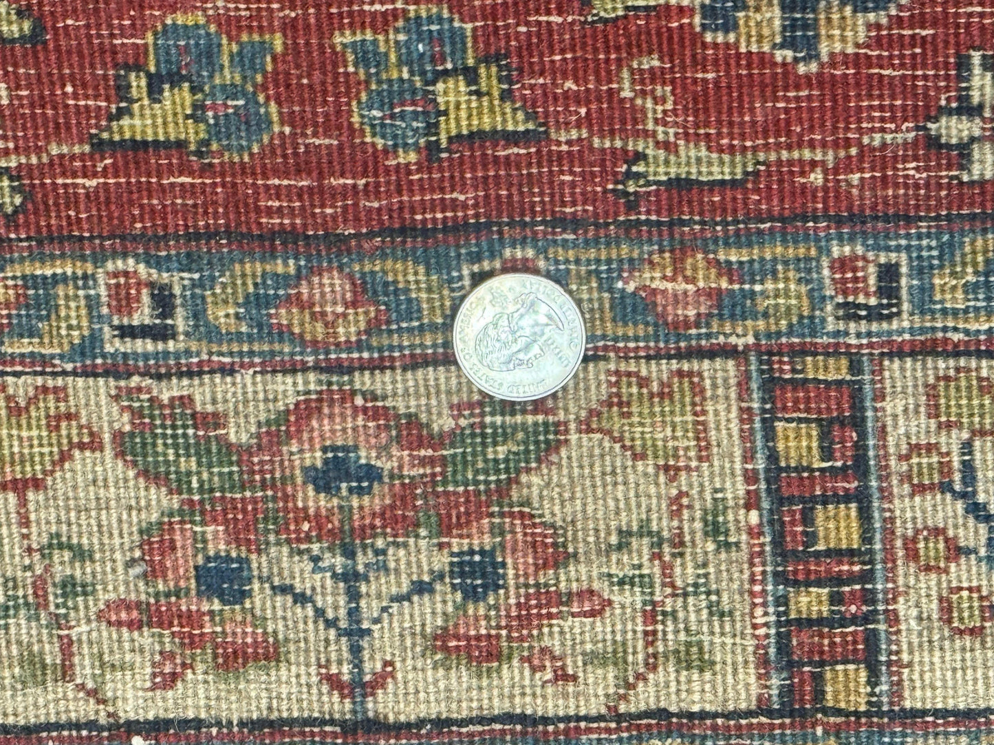 USED Small Persian Tabriz Rug 2.8 x 4.7, Red, Animal Pictorials, Semi Antique Vintage