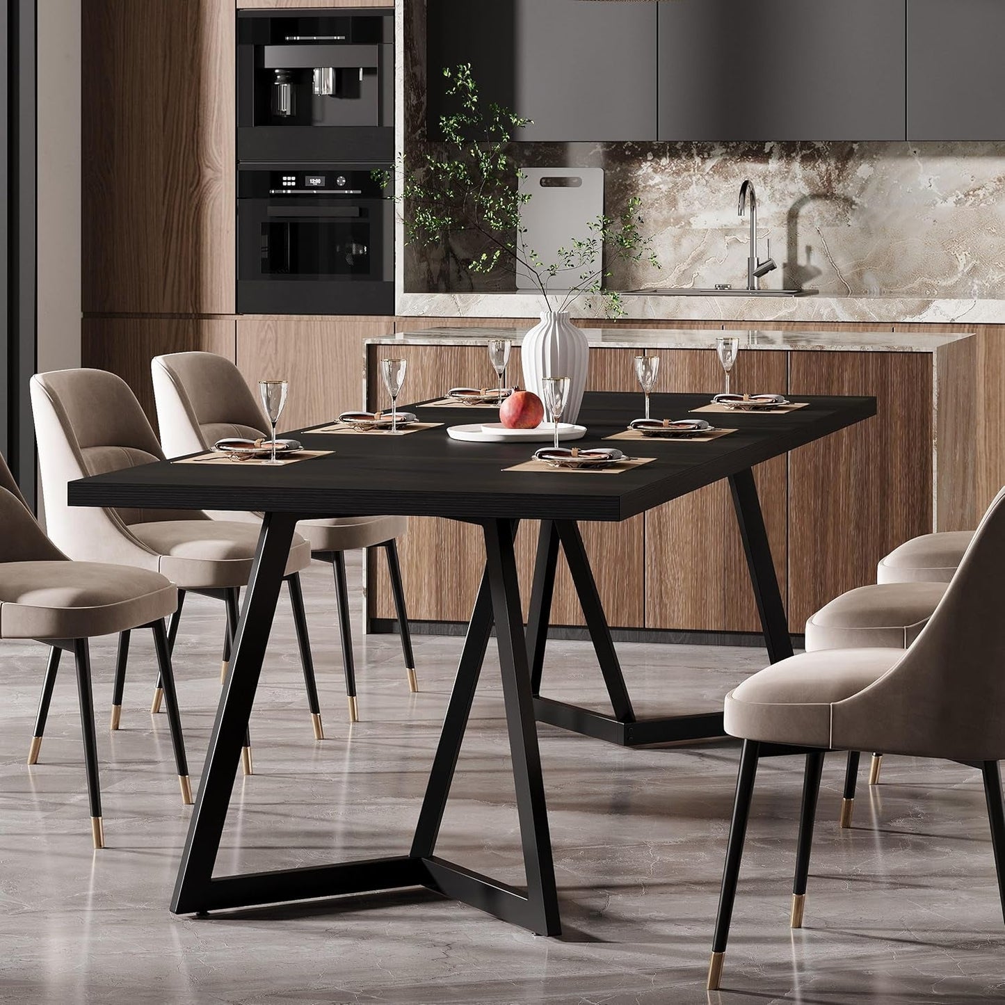 NEW 70.86 Inch Black Dining Table For 4 To 6 Family Room