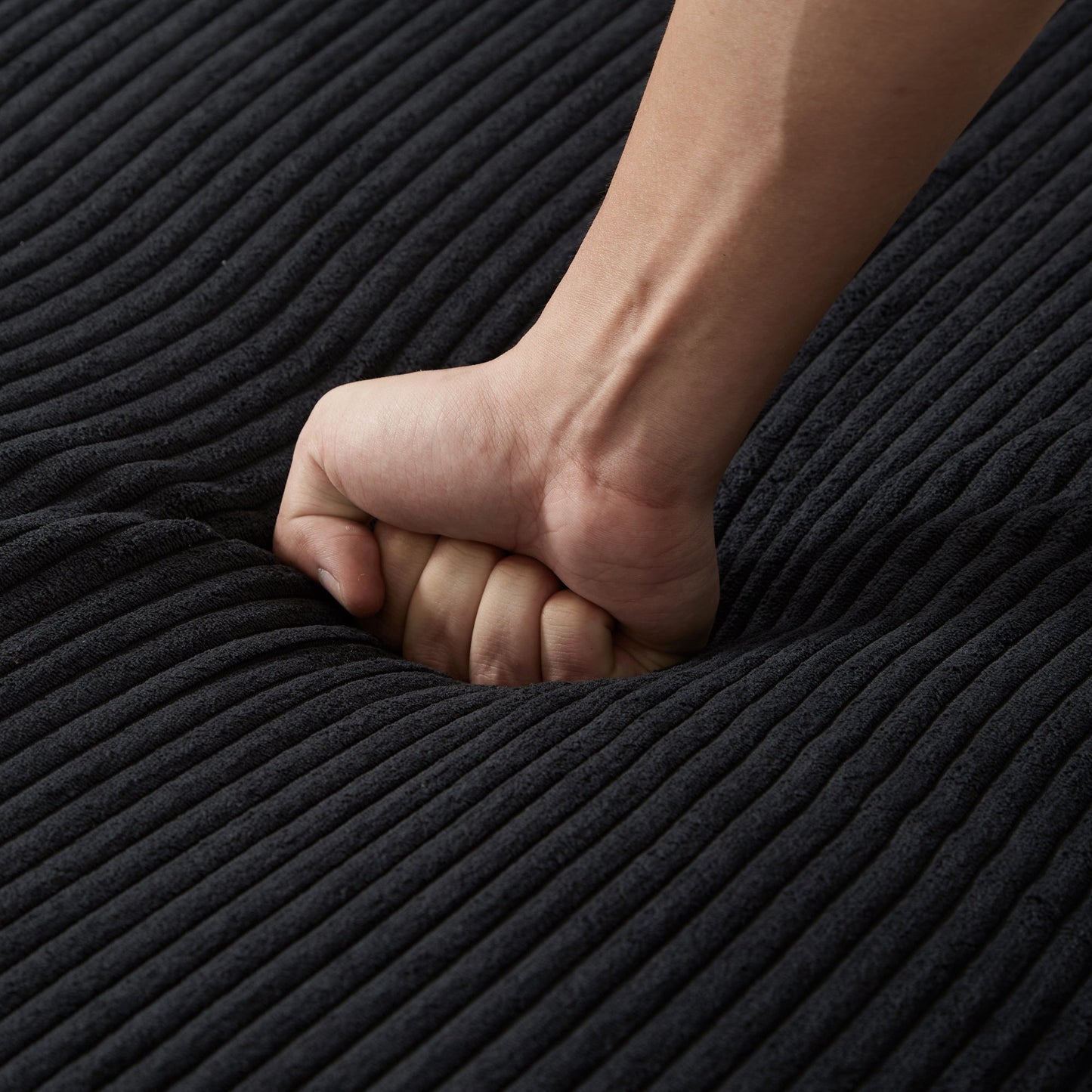 NEW Convertible Chaise Lounge 63' Loveseat Sofa Bed with USB Ports, Cup Holders, Phone Holder & Storage, Black Corduroy