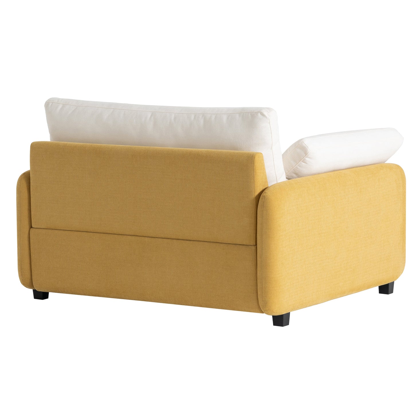 NEW Modern Oversized Chenille Armchair with Color Blocking and Pillows, 50*43' in Cream and Yellow