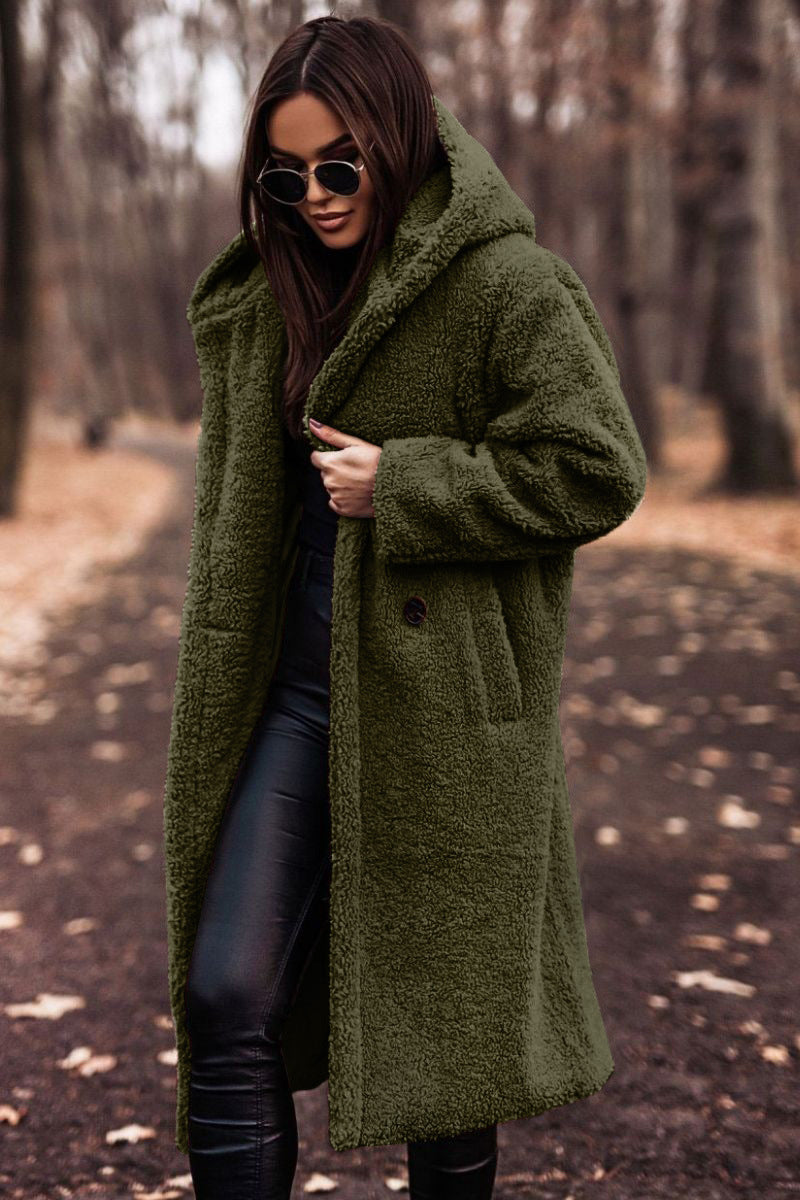 New Autumn Winter Fashion Elegant Long Coat Woman Plush Warm Faux Fleece Coat Women Teddy Jacket Female Teddy Coat Outwear Ladies