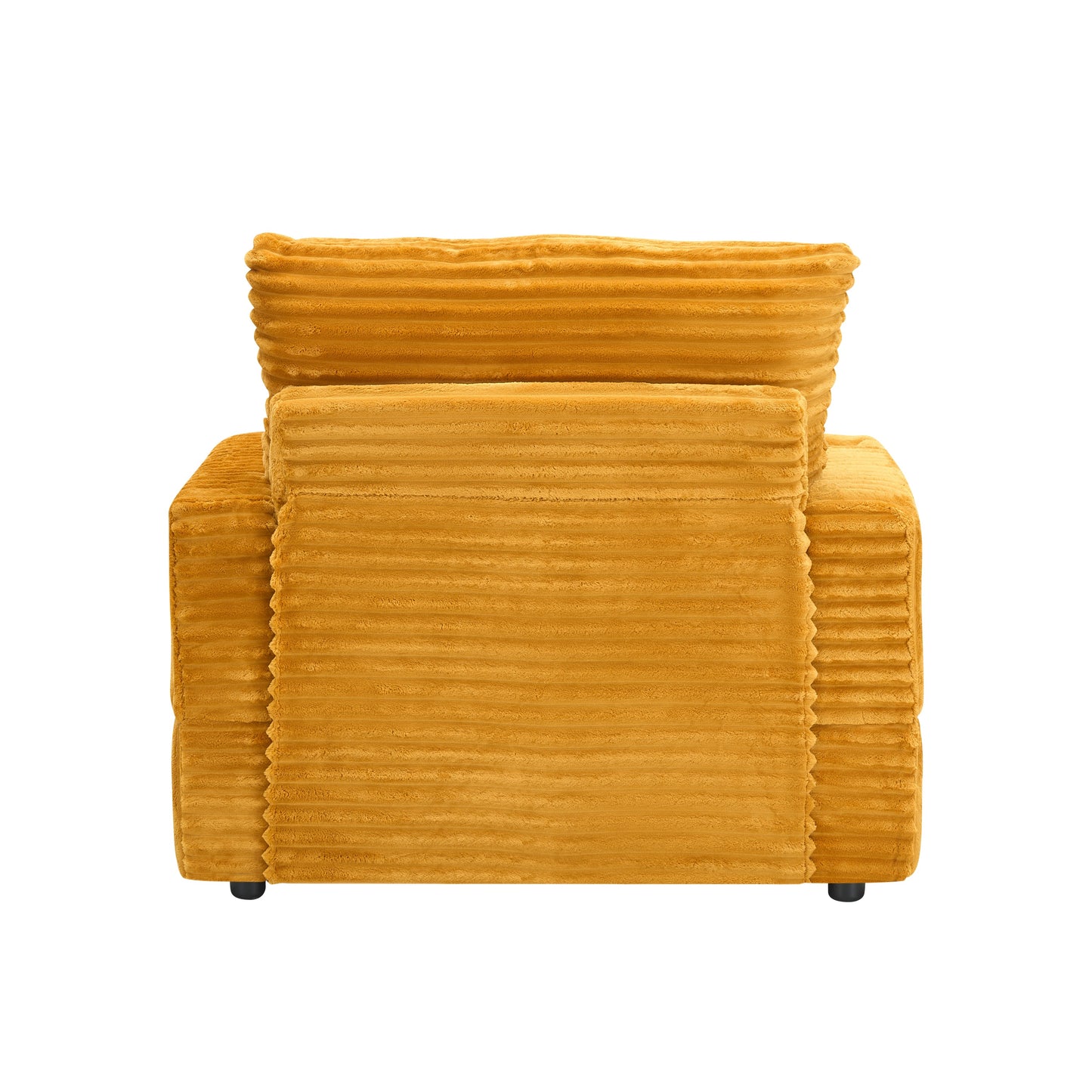 NEW 39-inch Corduroy Fabric Spring Upholstered Comfortable Single Sofa Armchair and Ottoman Set with Cup Holder