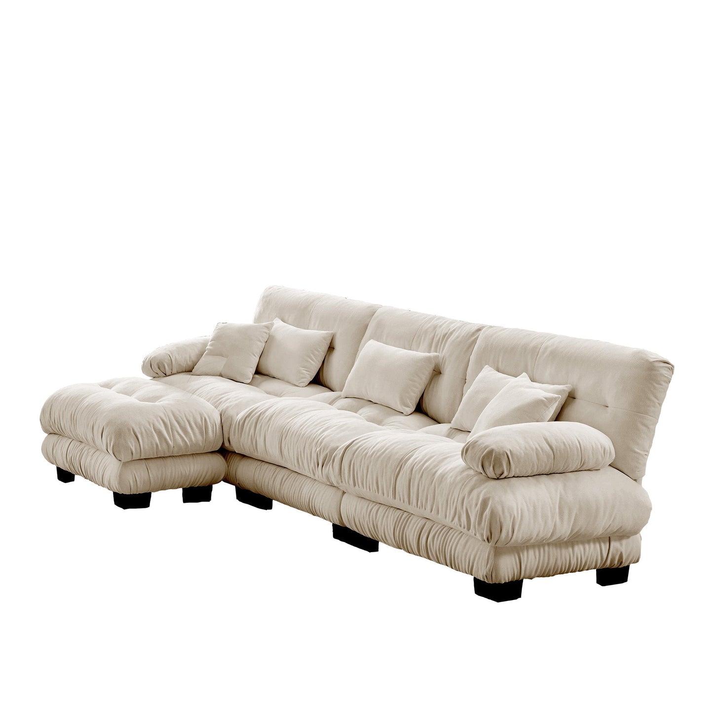 NEW Luxury Chenille Light Coffee Modular Sectional Sofa Oversized L Shaped Cloud Deep Seat Couch with Convertible Ottoman