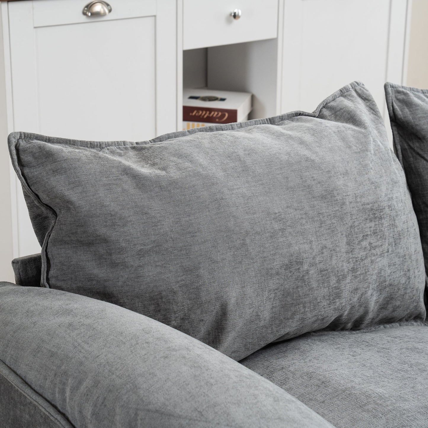 NEW Convertible Combination Gray U-Shaped Sofa with Footstools Storage
