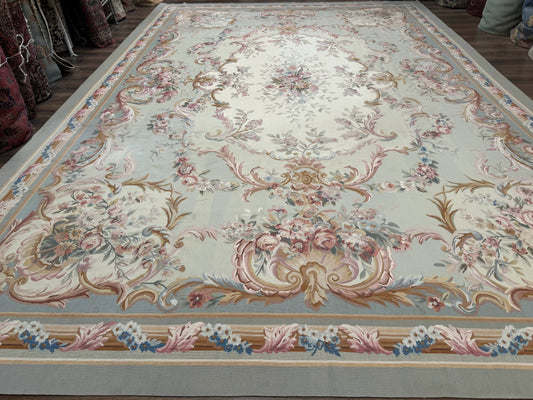 USED Palace Size Aubusson Rug 11x16, Large Aubusson Carpet