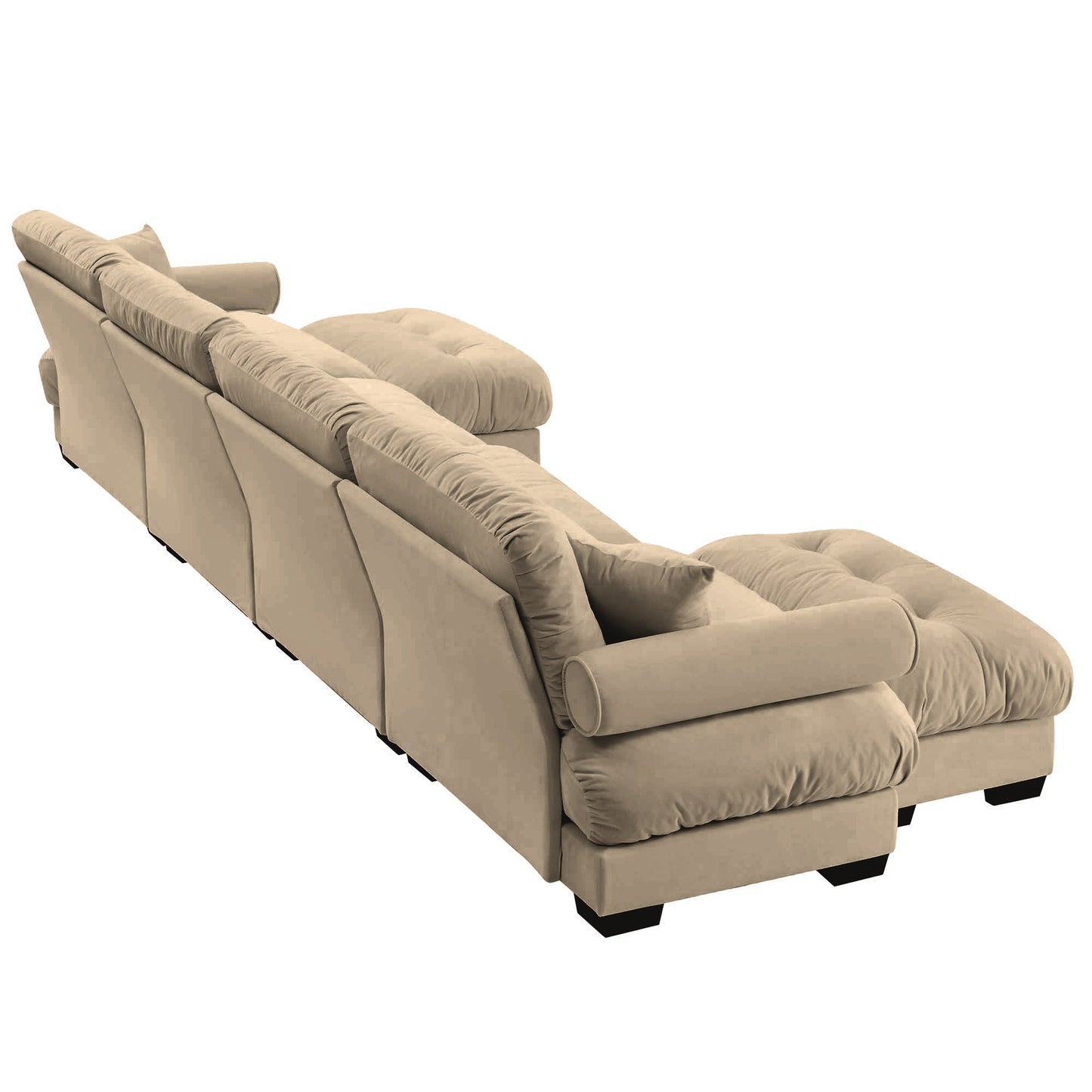 NEW Modern Velvet U Shaped Sectional Sofa Cloud Couch with Movable Ottomans and Bolstered Armrests in Camel