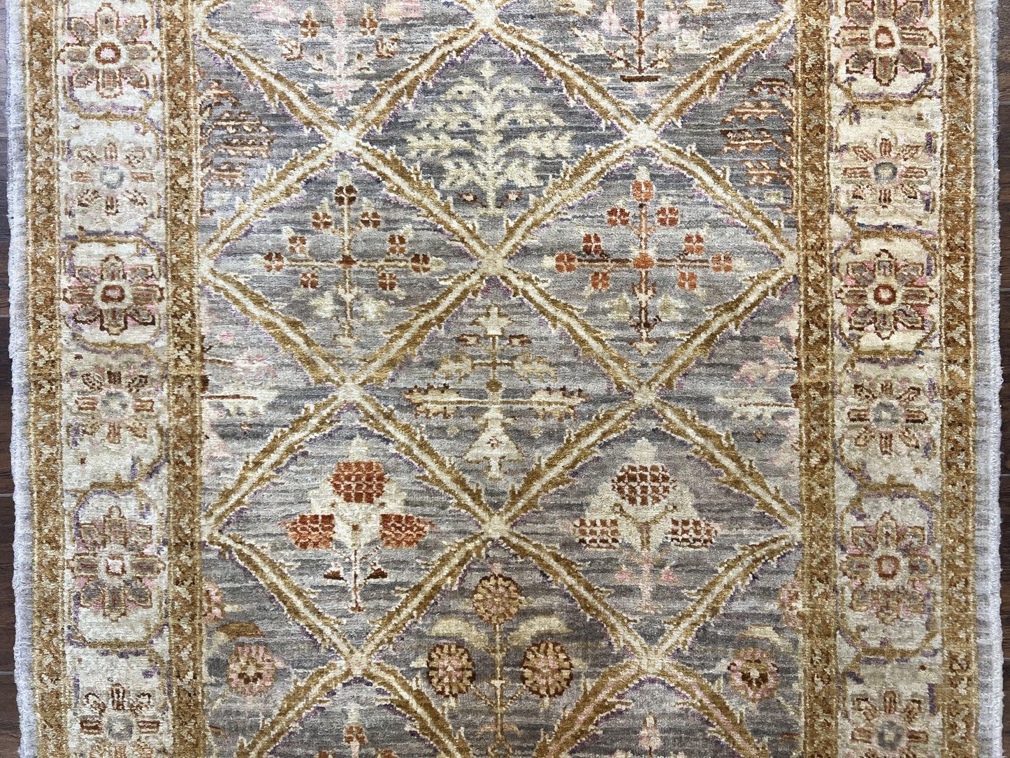 USED Pakistani Peshawar Rug 3.6 x 5, Safavieh Wool Handmade Hand Knotted Vintage Rug, Panel Design Oriental Carpet, Pair C