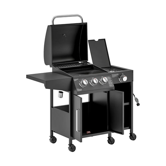 NEW Castelle Flame 15K BTU Barbecue Propane Gas Grill With Side Burner (SAK53481)