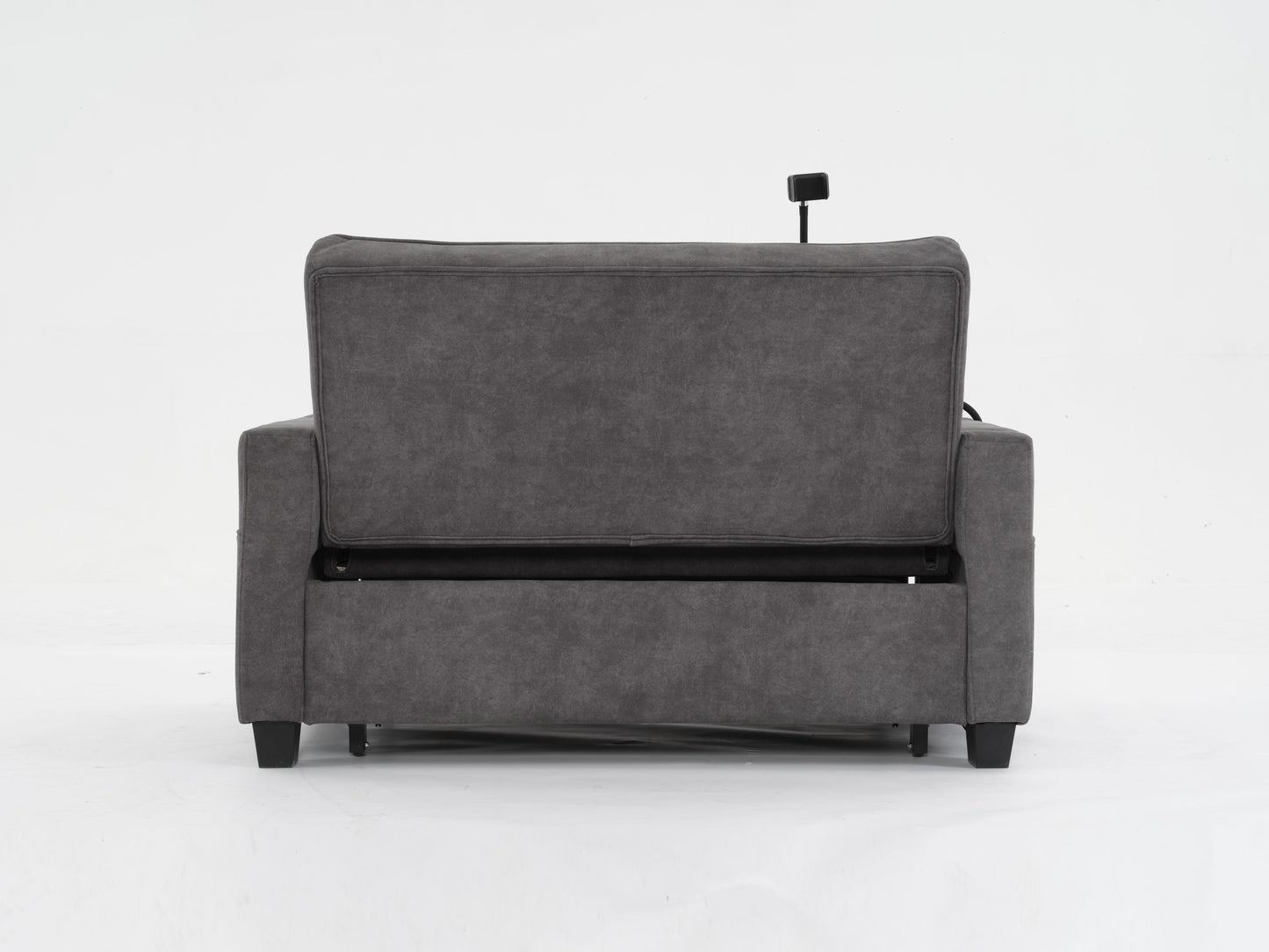 NEW Dark Grey Cloth Fabric 2 Seater Loveseat Recliner Sofa Bed with Adjustable Backrest USB and Cupholders