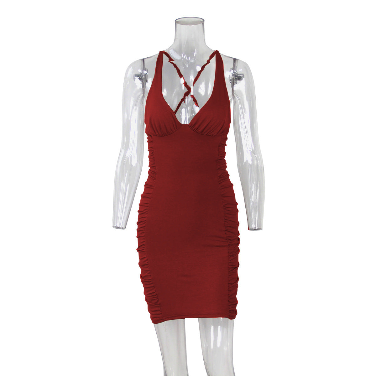NEW Sexy Deep V-neck Backless Suspender Dress INS Fashion Slim Hip Backless Short Dresses Summer Women's Clothing