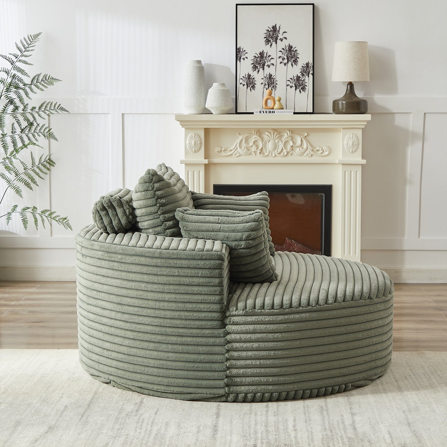 NEW 55'' L Corduroy Sponge Single Sofa Fluffy Modern Sleeper Chair