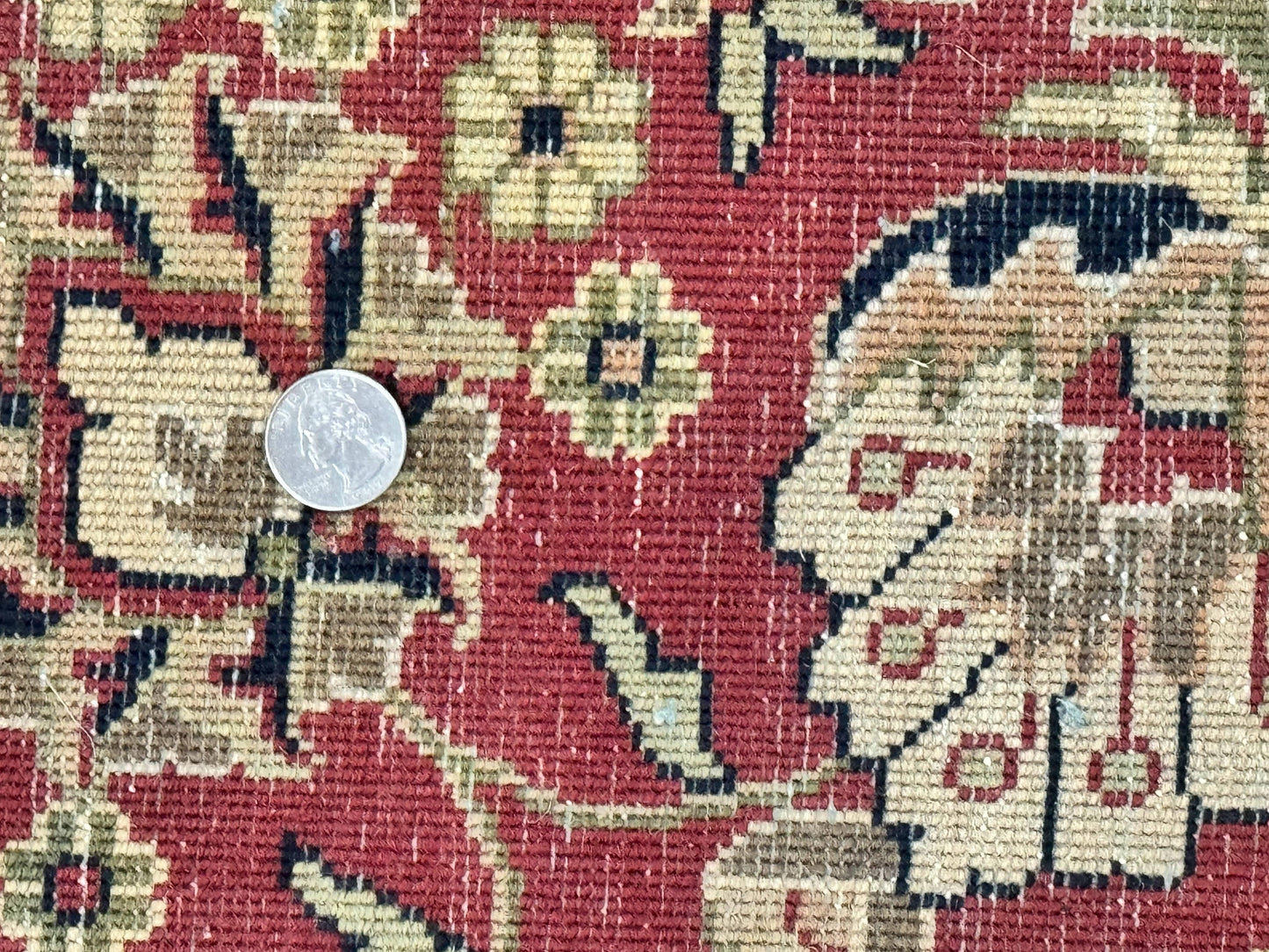 USED Indo Persian Rug 8x10, Navy Blue and Red, Floral Allover, Hand Knotted Vintage Wool Carpet, Indo Sarouk