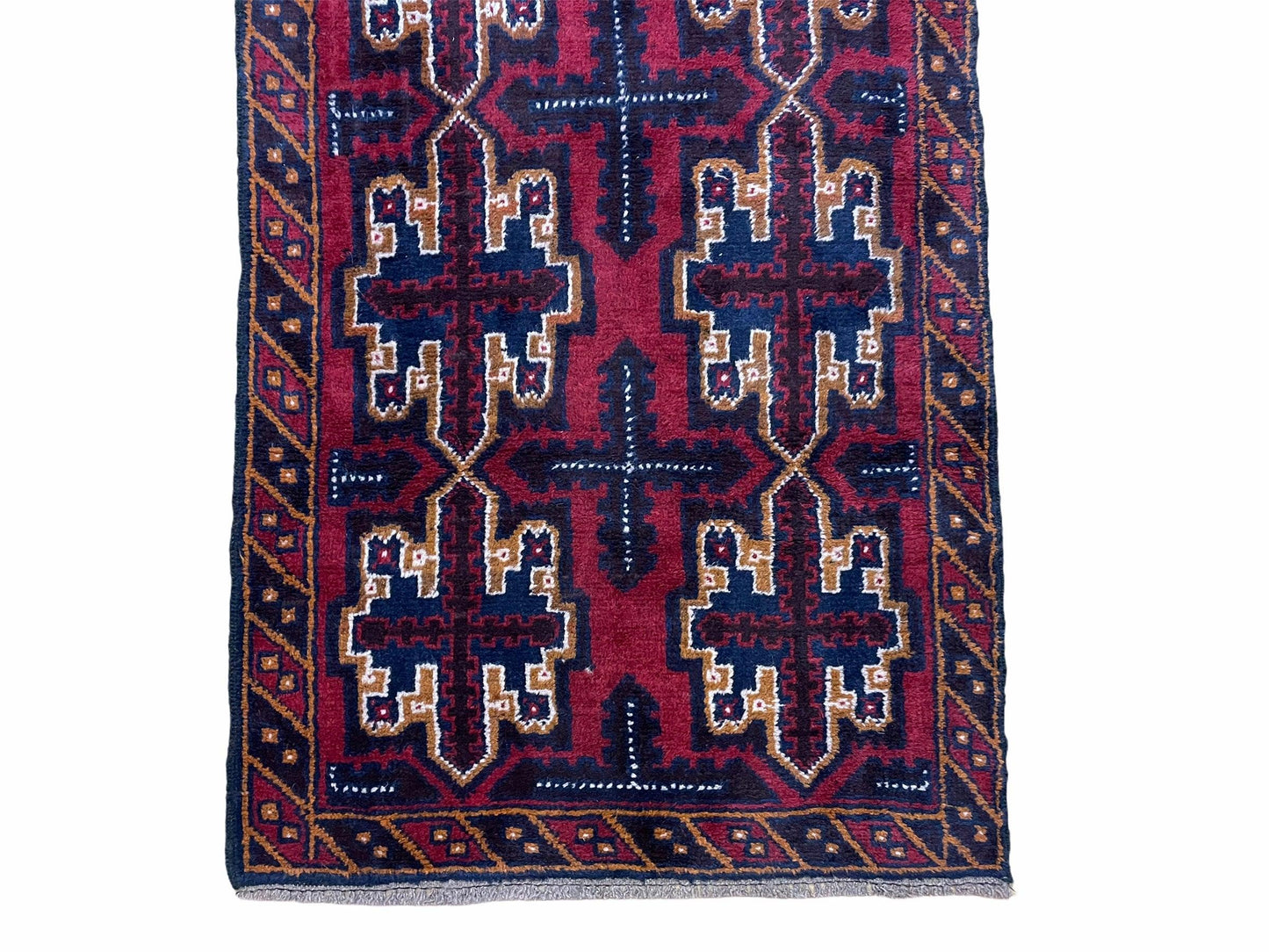 USED 2' 7" X 4' 6" Vintage Handmade Tribal Wool Rug Balouchi Rug Afghan Rug Red Blue