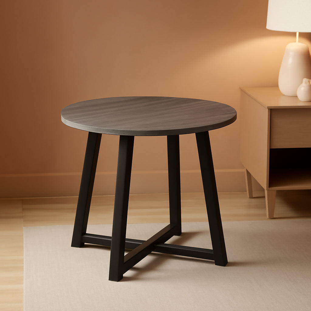 NEW Centiar Mid Century Round Dining Table Gray Metal Legs