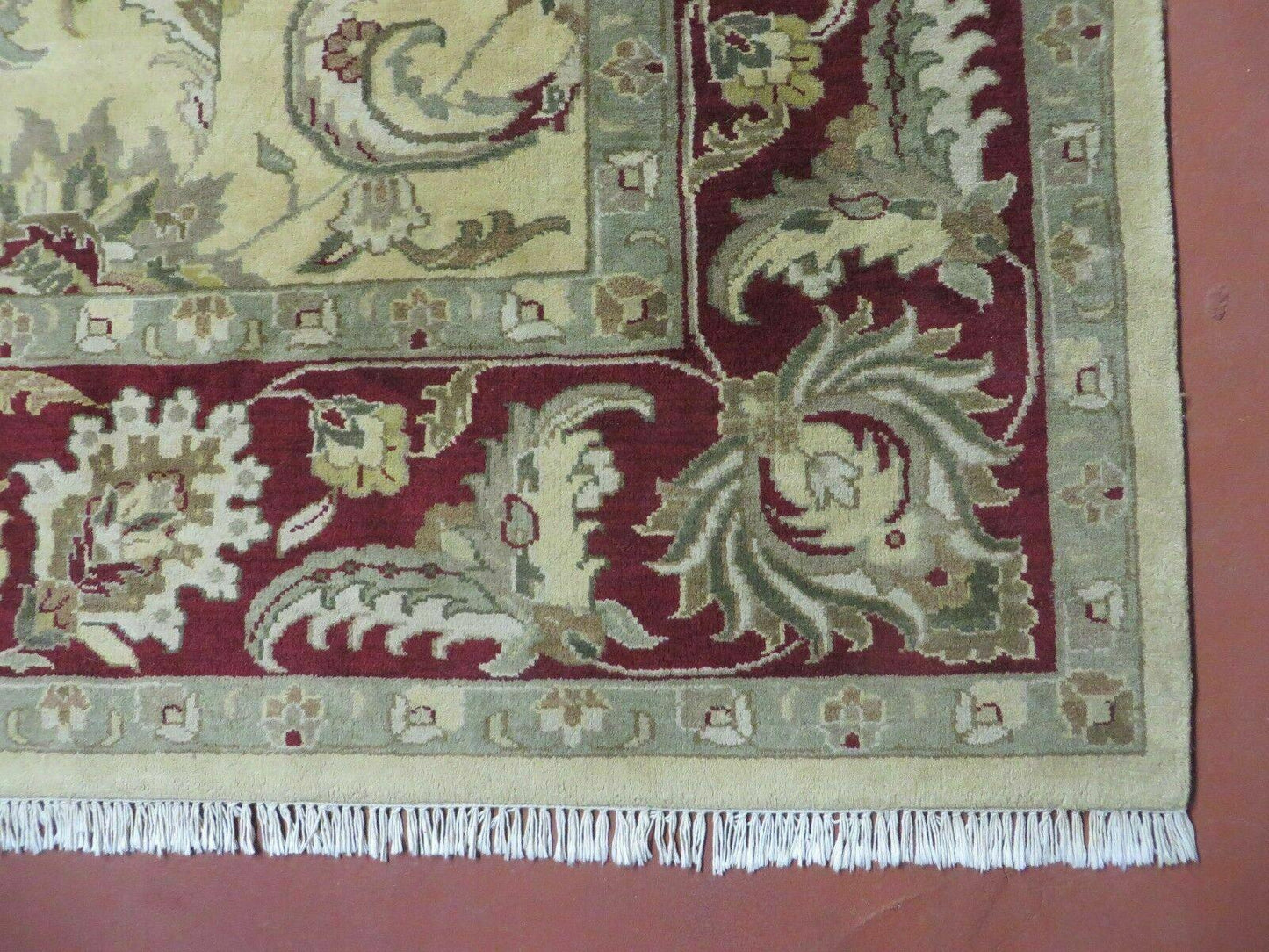 USED 9' X 12' Vintage Handmade India Oriental Jaipur Quality Tea Wash Hand Knotted