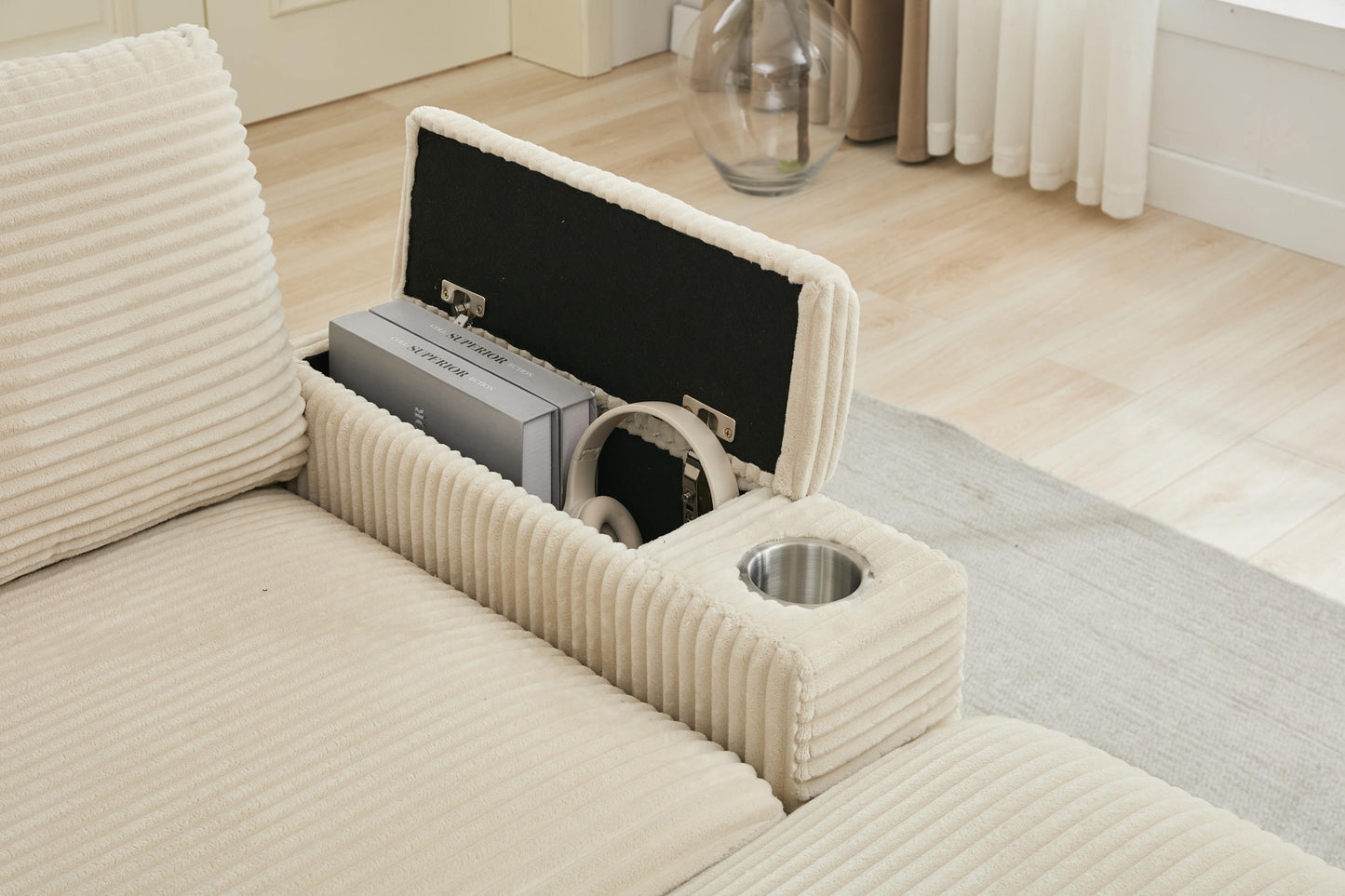 NEW Combination Modular Convertible Sectional Upholstered Deep Seat Sofa Bed Set with Armrest Storage Stainless Steel Cup Holders and USB Ports