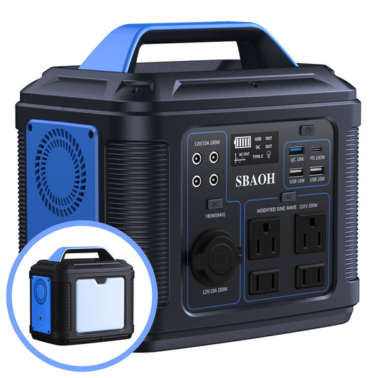 New 300W Portable Power Station,296Wh 80000Mah Backup Lithium Battery,Solar Generator For Home And Outdoor Emergency Power Outage,Solar Panel Is Not Included