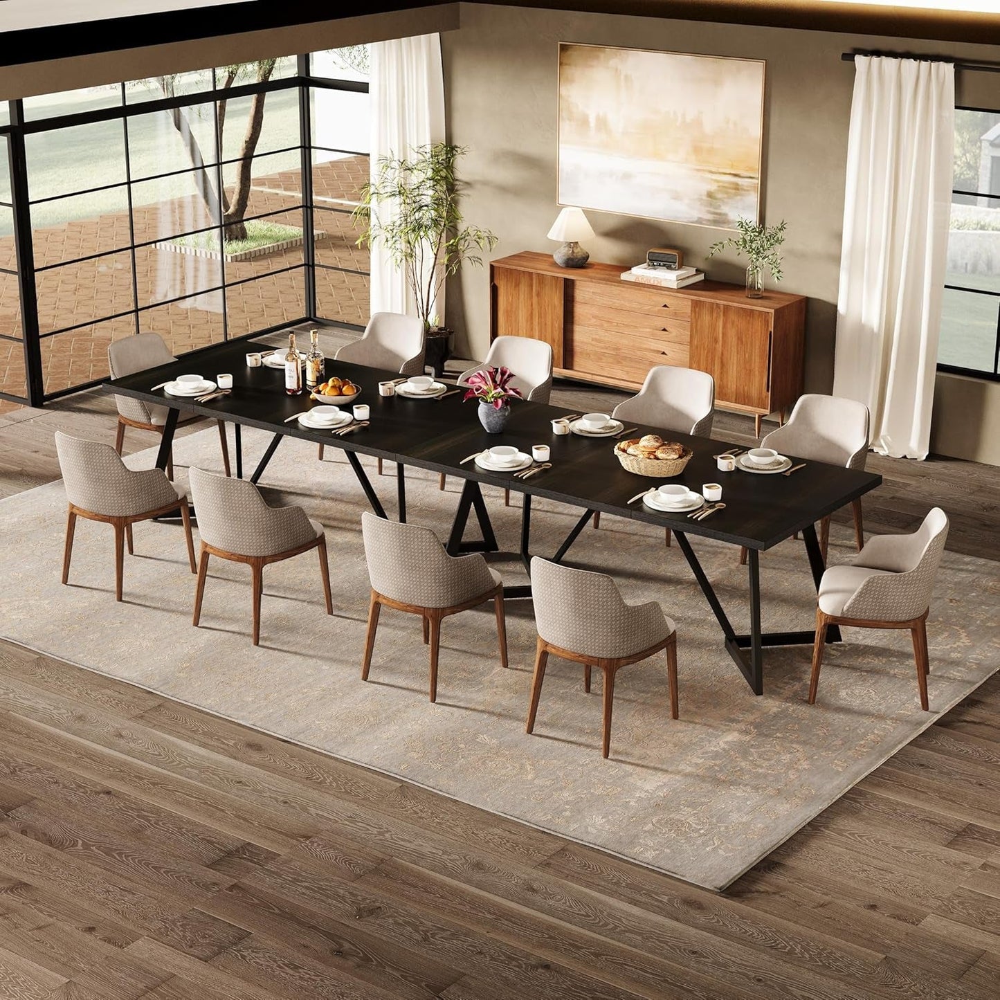 NEW 70.86 Inch Black Dining Table For 4 To 6 Family Room