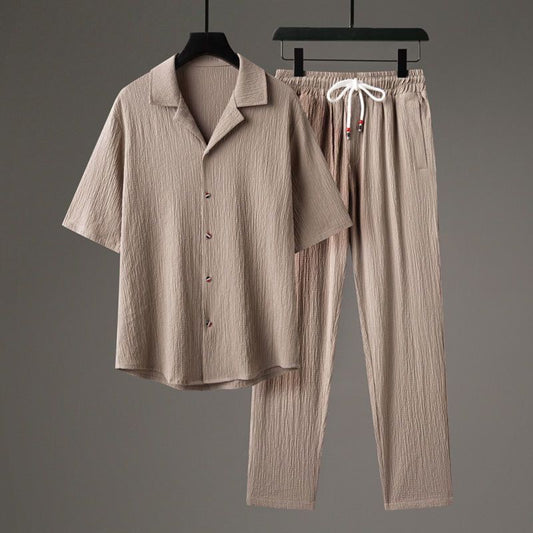 New Casual Men's Sports High-end Half Sleeve Chinese Style Two-piece Set