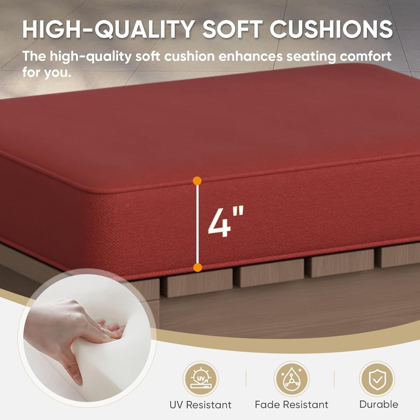 NEW Natural Cedar Outdoor Ottomans With Removable Cushions