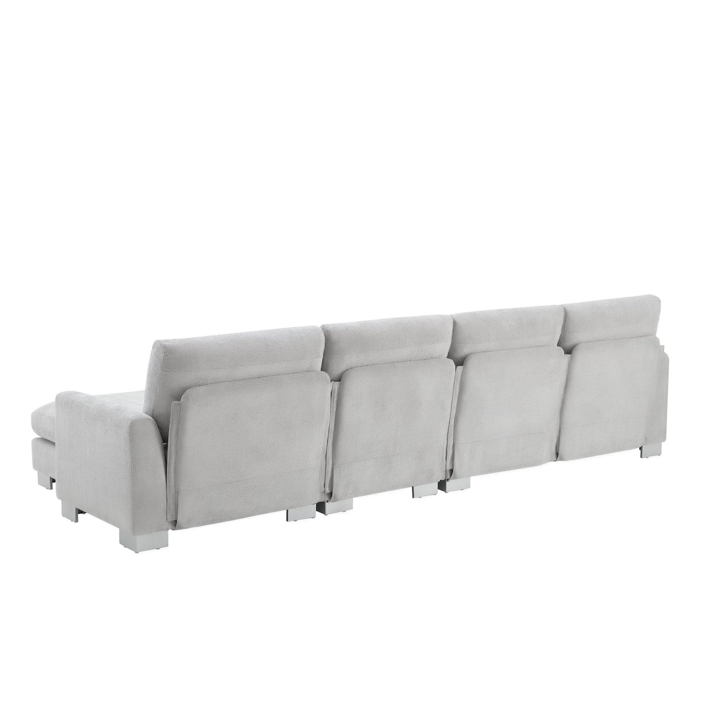 NEW Chenille Fabric Light Gray Modern Oversized L-Shaped Sectional Sofa with Chaise and Pillows
