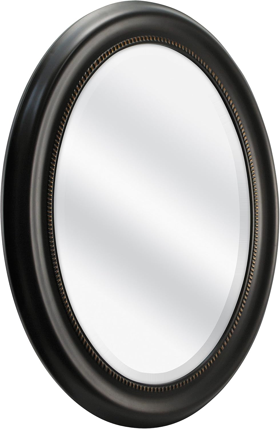 NEW Bronze Oval Wall Mirror 22.5 By 29.5 Inches With Beaded Inner Edge Vertical Or Horizontal Mount
