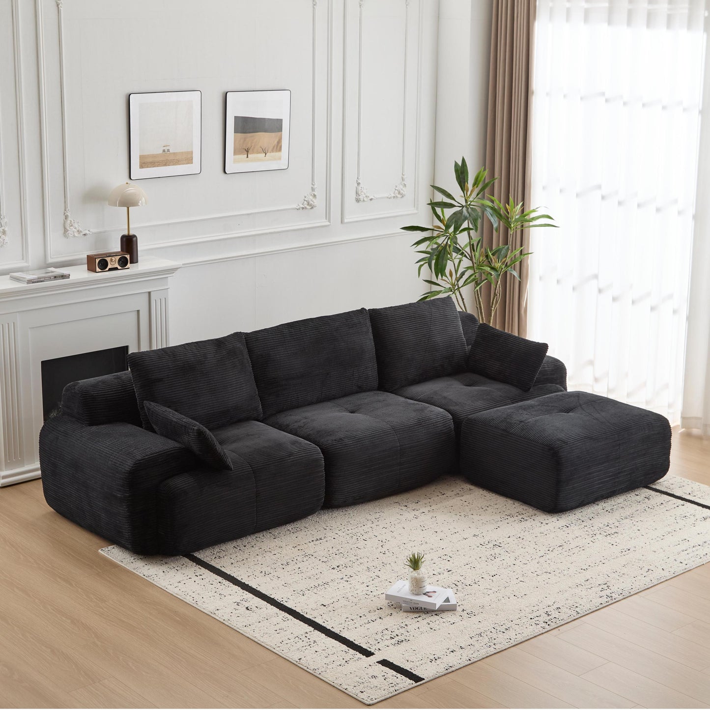 NEW Black Modern Large Memory Foam Sectional