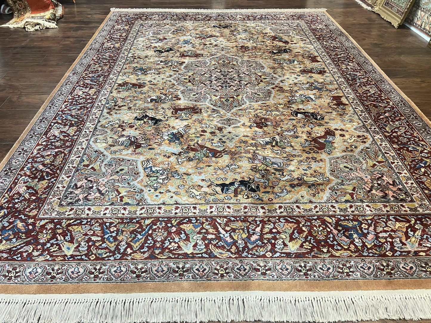 USED Karastan Rug 8.8 x 12 Persian Hunting Rug #723, Wool Pile