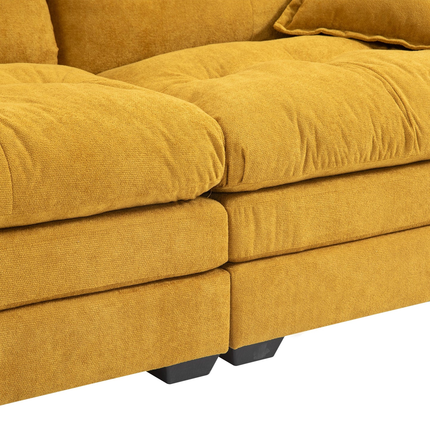 NEW 84' Chenille Sofa Small Sofa Loveseat Deep Seat Sofa Couch with 2 Throw Pillows & Memory Foam for Living Room Apartment Office Lounge-Yellow