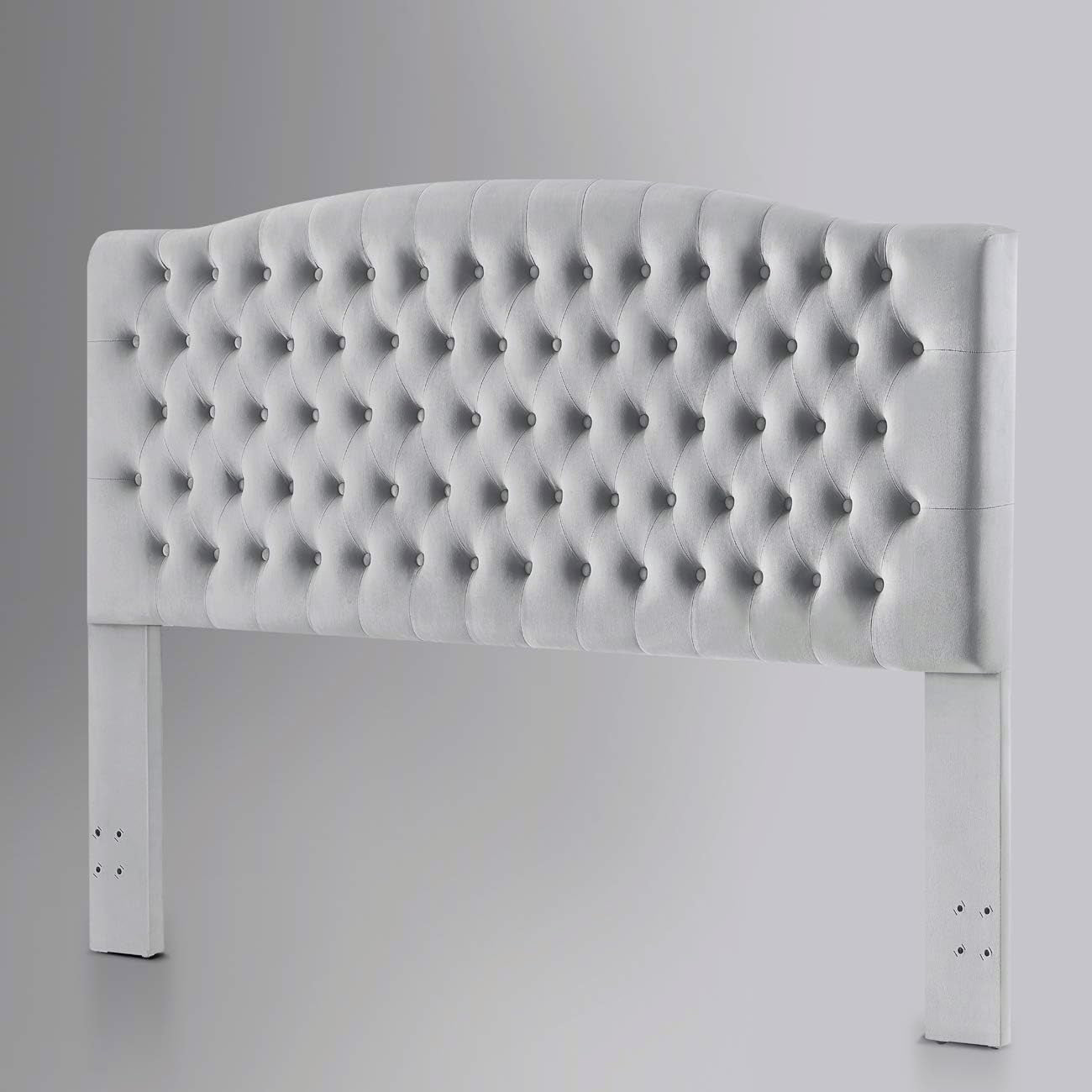 NEW Velvet Tufted King Headboard Stylish Comfortable Gray Design