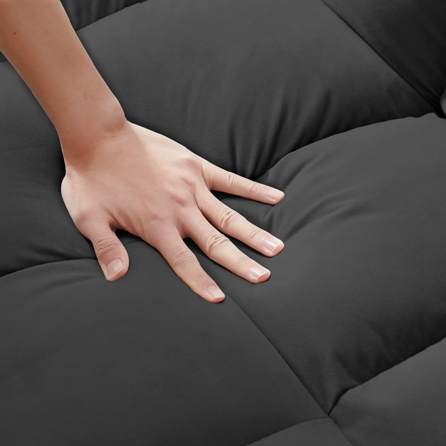 NEW Modern Velvet Convertible Loveseat Futon Sofa with Pullout Bed, Reclining Backrest, Black