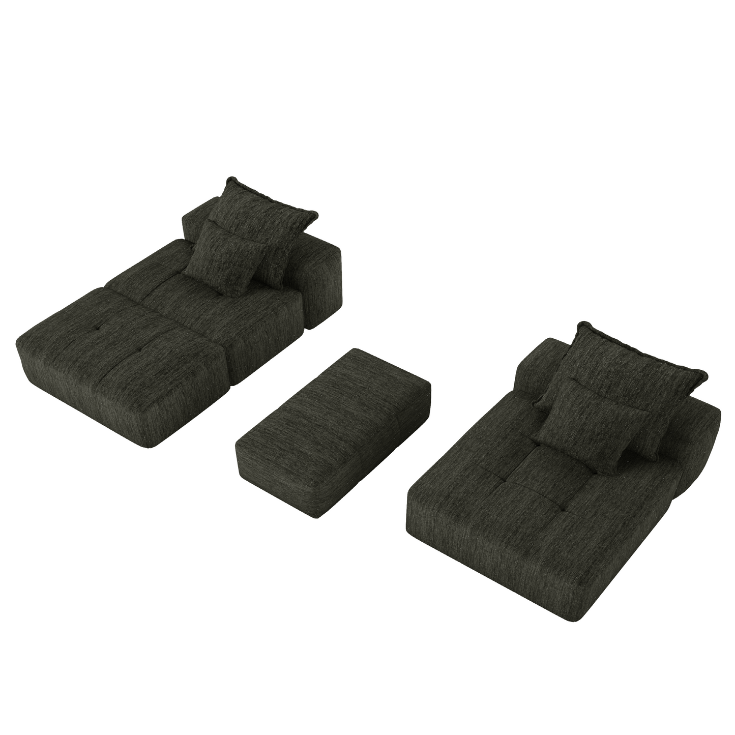 NEW Modern Oversized Modular Sectional Sofa with Ottoman, Seat, Chaise lounge and Armrest, Sparkling Chenille Fabric Soft Cushion Sofa with 4 Pillows,4 PCS DIY Combination Tufted Sofa,No Assembly Required