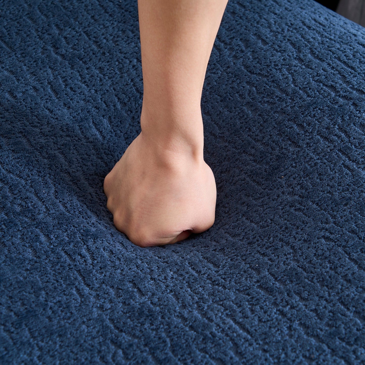 NEW Full Compression Sponge Navy Blue Modular Chenille L-Shape Sectional Sofa with High-Density Foam