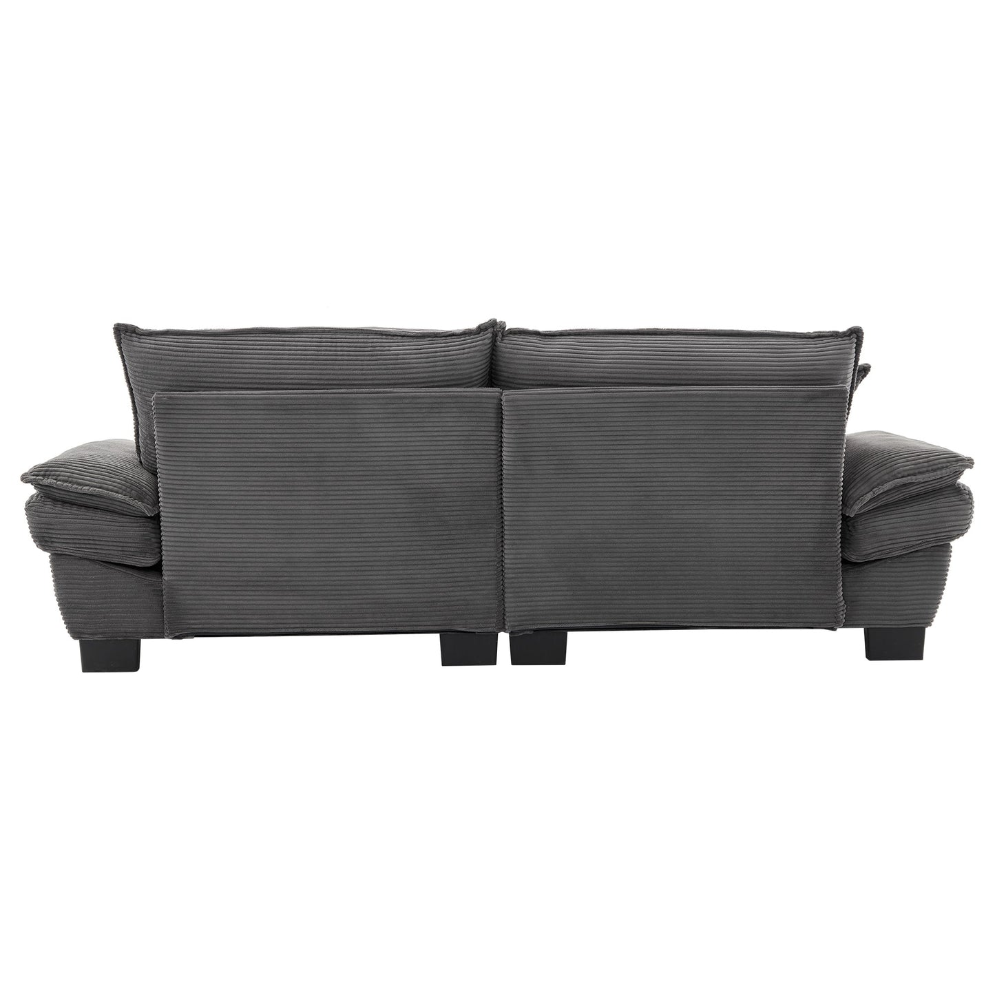 NEW Comfy Grey Upholstered Deep Seat Corduroy Sofa Sleeper Couch Loveseat with Pillows