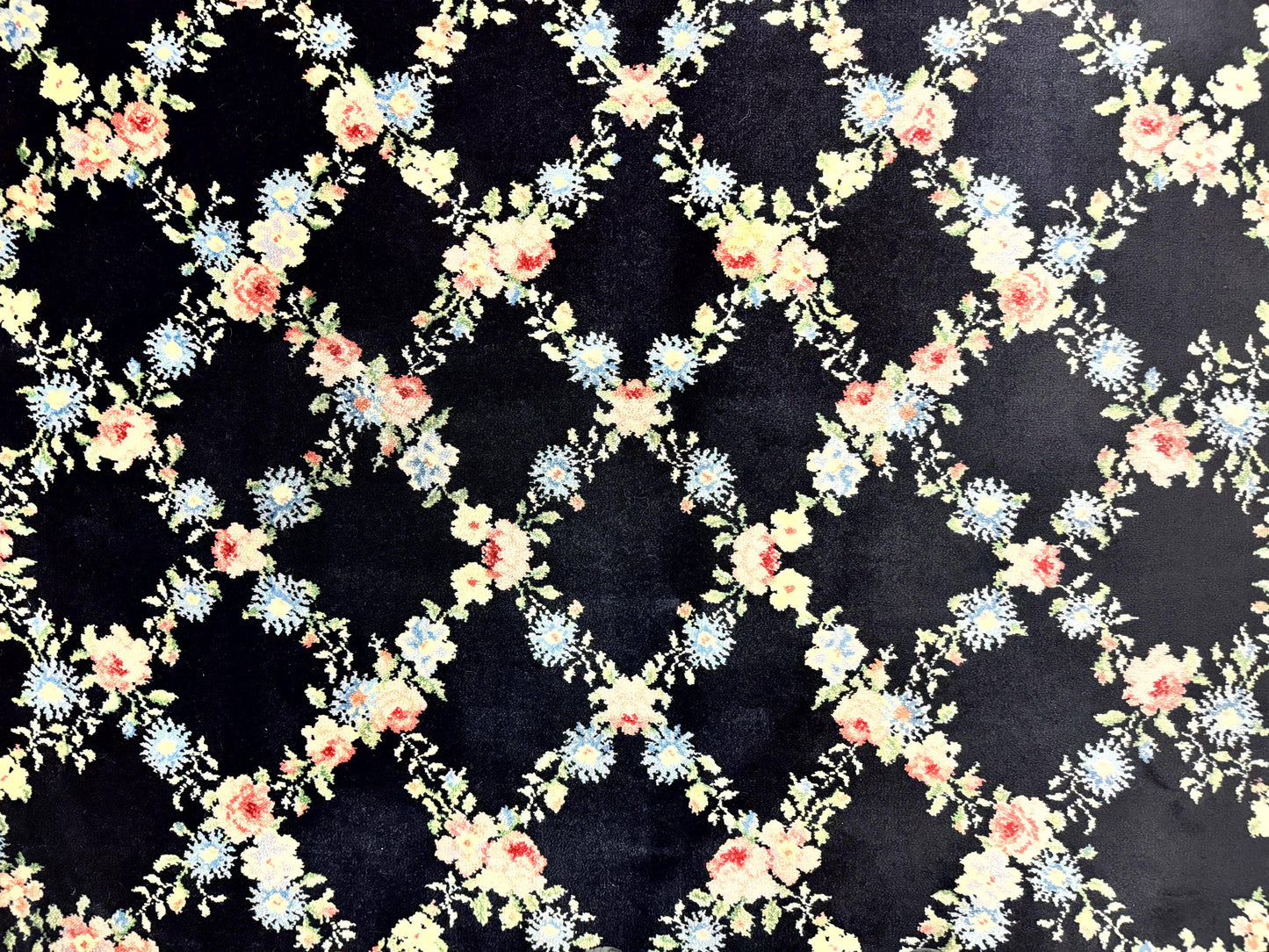 USED Karastan Rug 8.8 x 12, Garden of Eden #509/1270, Ebony Trellis, Vintage Discontinued Wool Pile Karastan Carpet