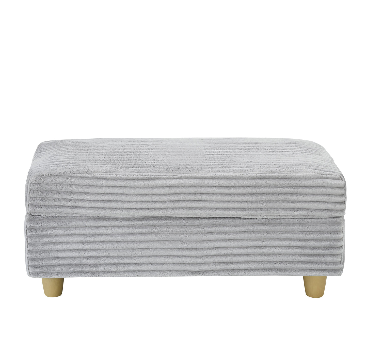 NEW Gray Corduroy Fabric Single Seater Oversized Loveseat with Storage Ottoman