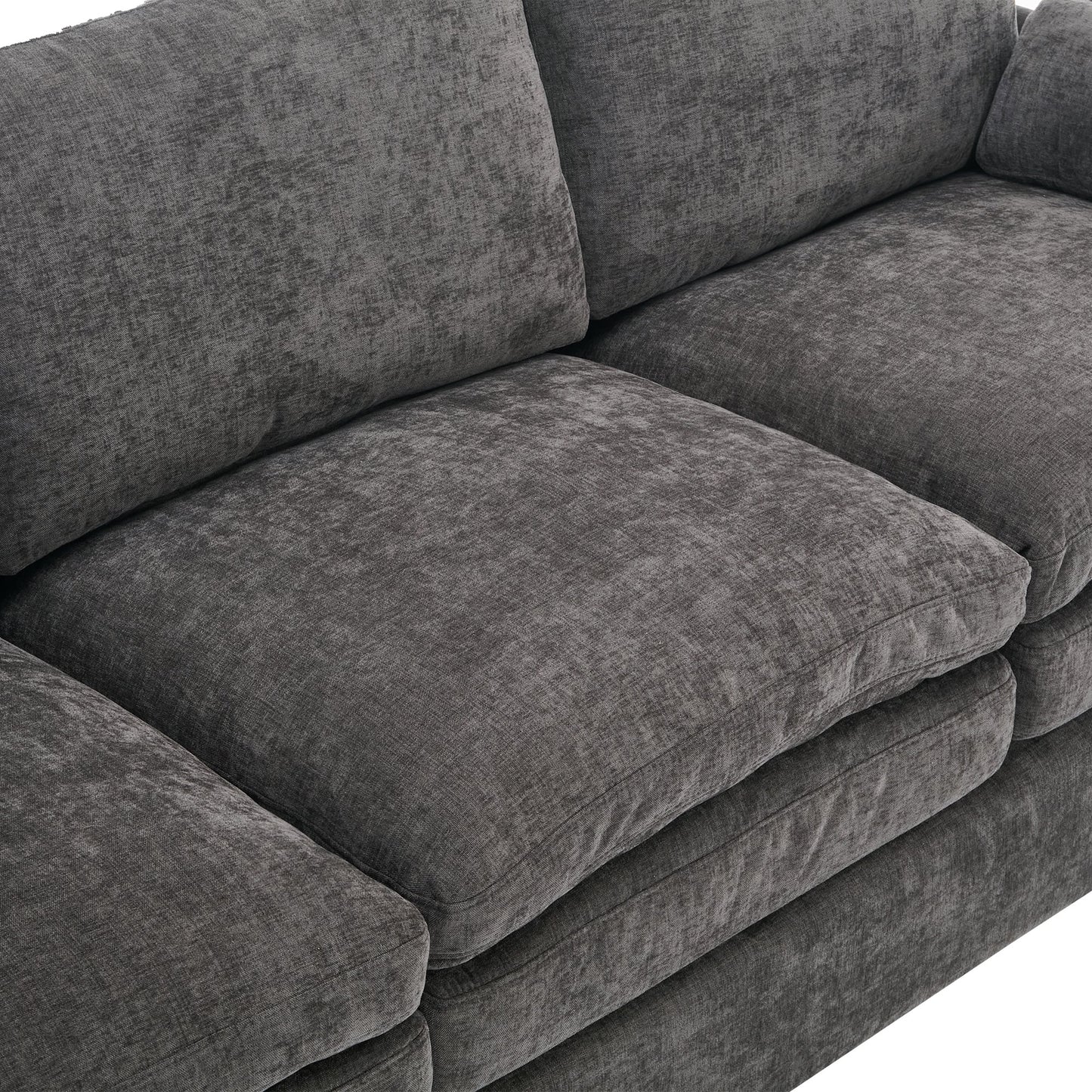 NEW Gray Premium Chenille Fabric Upholstered Rolled Arm Loveseat with Lumbar Pillow