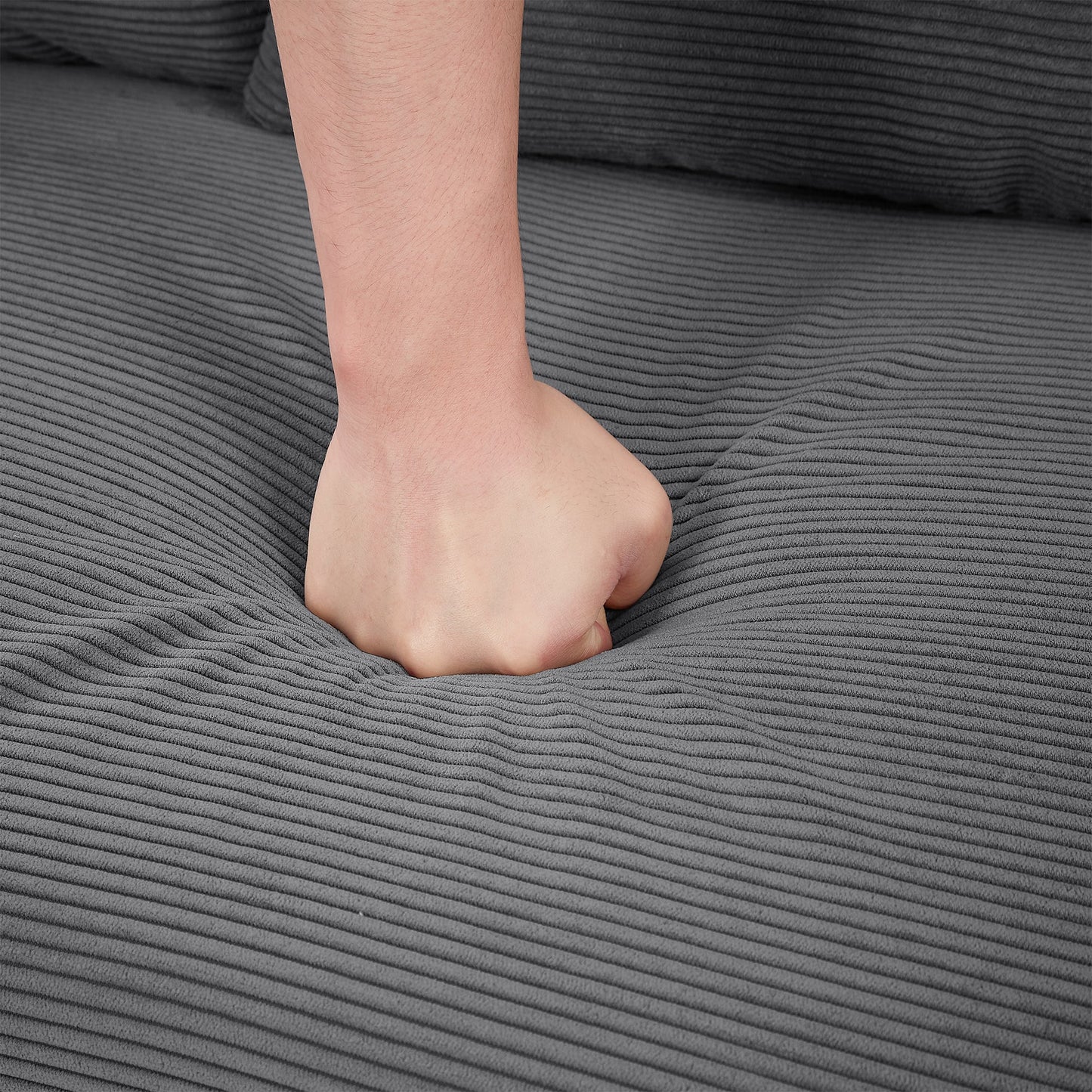 NEW 54.5’ Dark Grey Corduroy Modern Convertible Pull-out Sofa Bed