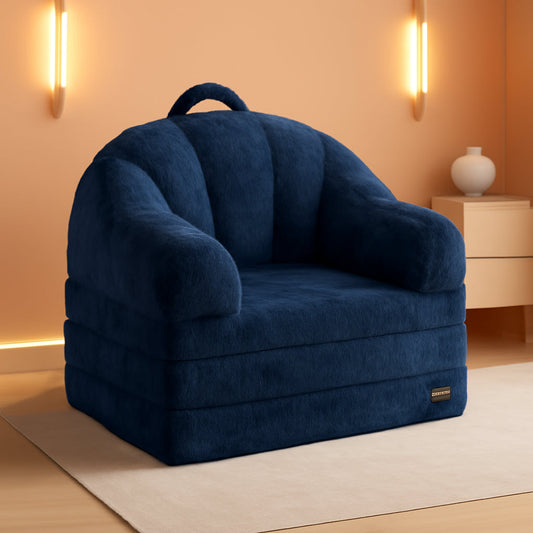 NEW Navy Upholstered Folding Sofa Bed Convertible Lounger