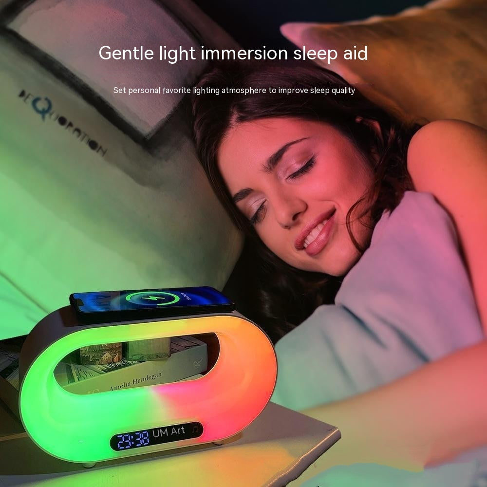 NEW multi-function 3 In 1 LED Night Light APP Control RGB Atmosphere Desk Lamp Smart Multifunctional Wireless Charger Alarm Clock