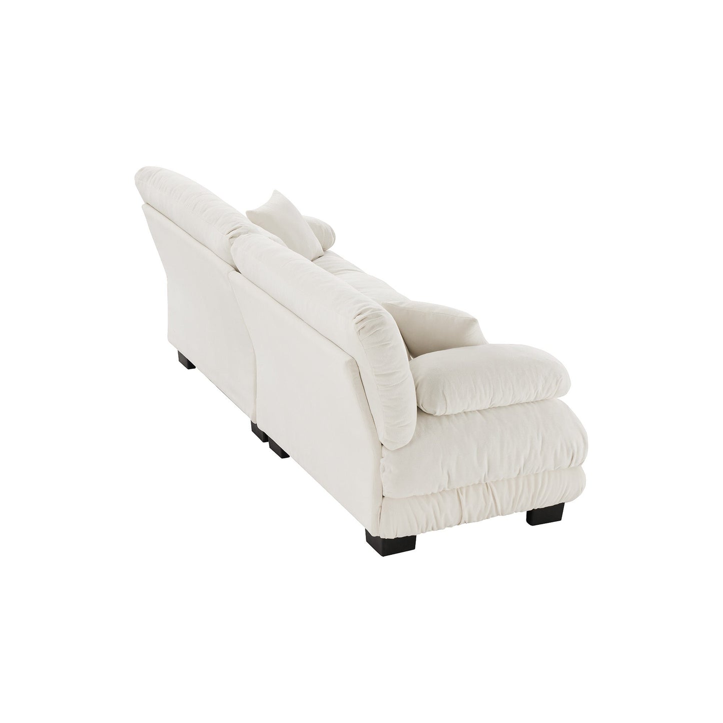 NEW Chenille White Cloud Couch 2 Seater Loveseat Sofa with 2 Lumbar Pillows and 2 Throw Pillows
