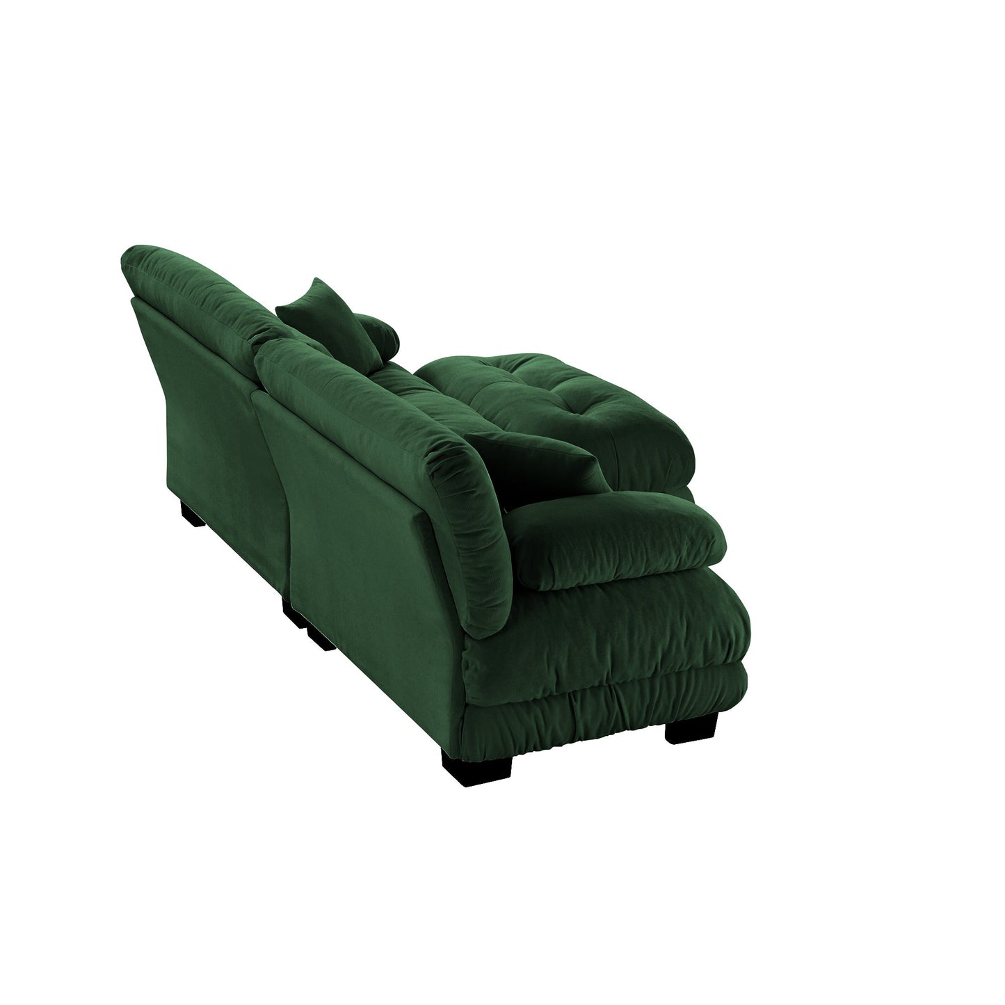 NEW Cloud Couch Sectional Sofa for Living Room, Chenille 2 Seater Sofa with 2 Lumbar pillows and 2 throw pillows , Upholstered Wide Arm Sofa with Convertible Ottoman,Chenille Green
