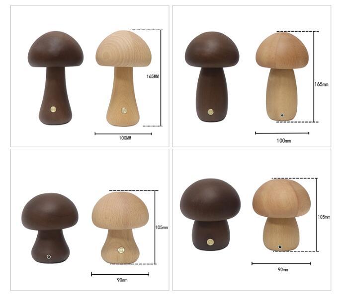 NEW INS Wooden Cute Mushroom LED Night Light With Touch Switch  Bedside Table Lamp For Bedroom Children's Room Sleeping Night Lamps Home Decor